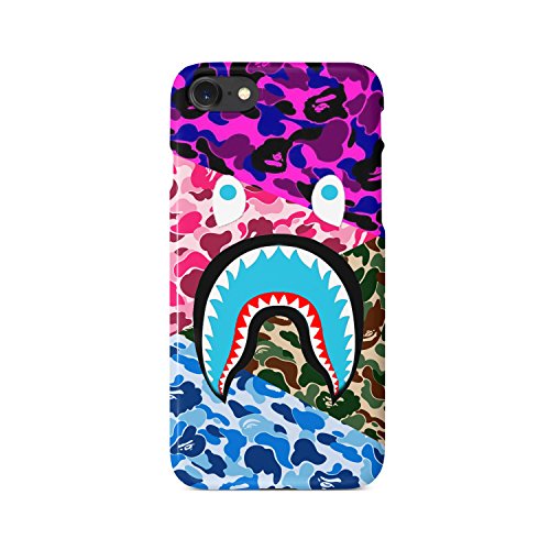 BrilliantCustoms New Camo Shark Mouth iPhone Case | iPhone 5,5s, SE, 6,6+,7/8, 7/8+, X, XS, XR, XS Max | Pink Red Green Purple Blue Rainbow Orange Multicolor Off White (Multicolor, iPhone 6/6s)