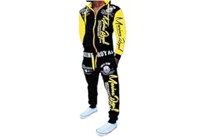 HHGKED Men 's Casual Tracksuit Hooded Full Zip Elastic Waistband Sweatsuit Set