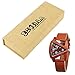 ECVILLA Mens Sandalwood Wooden Watches Genuine Leather Strap Watch Japanese Quartz Movement Gift
