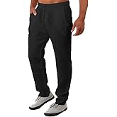 FANARCHER Men’s Lightweight Cotton Linen Pants Casual Trousers Drawstring Yoga Beach Pants with Pockets