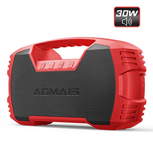 AOMAIS GO Bluetooth Speakers,Waterproof Portable Indoor/Outdoor 30W Wireless Stereo Pairing Booming Bass Speaker,30-Hour Playtime with 8800mAh Power Bank,Durable for Home Party,Camping(Red)¡­