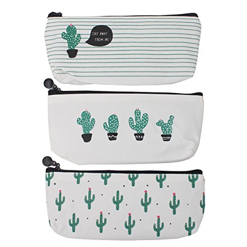 Zicome 3 pack canvas cactus pen pencil case coin purse …
