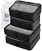 Travel Organizer Full Pack Set - Packing Cubes, Toiletry Bag, Shoes Bag, ZipBags (BLACK)