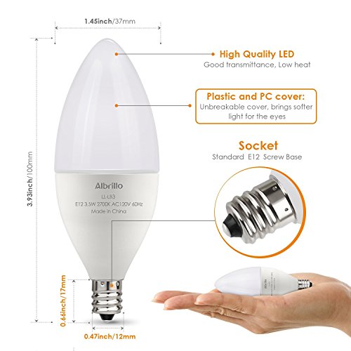 image for Albrillo E12 Bulb, LED Candelabra Light Bulbs 40 Watt Equivalent, Warm
