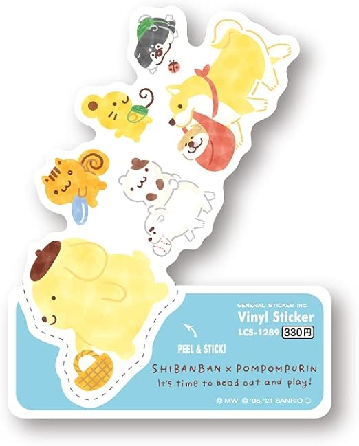 Amazon しばんばんxポムポムプリン 水色 集合 キャラクターステッカー サンリオ コラボ イラスト かわいい 人気 柴犬 いぬ Lcs12 Gs 公式グッズ シール ステッカー 文房具 オフィス用品