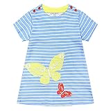 Ubeiyi Girls Dress Cotton White Blue Striped Dress