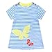 Ubeiyi Girls Dress Cotton White Blue Striped Dress