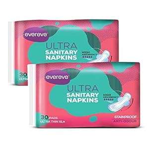 Evereve Ultra Sanitary Napkin/Pad, XXL 320mm, 60 Napkins (Pack of 2 x 30)