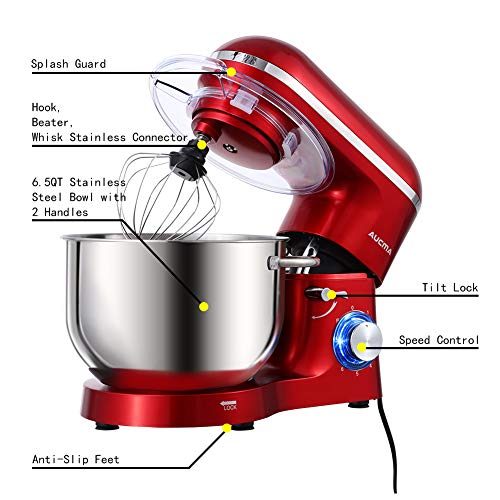 Aucma Stand Mixer,6.5QT 660W 6Speed TiltHead Food Mixer, Kitchen