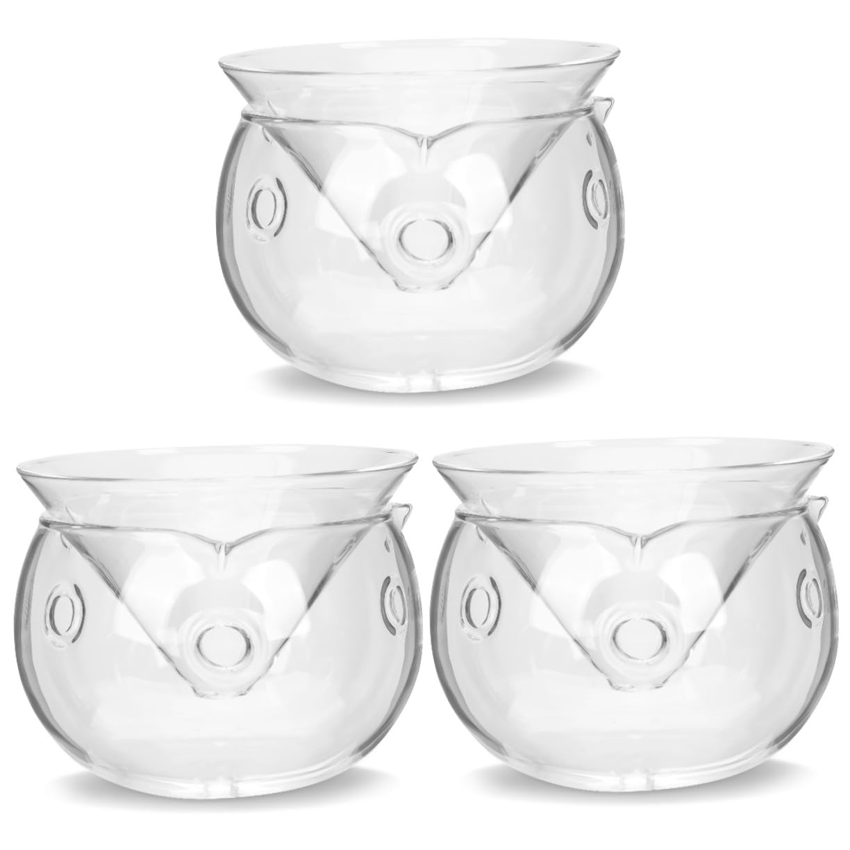 UPKOCH 3 Sets Dry Ice Salad Bowls, Clear Glass Containers with Ice Chamber, Decorative Triangle Bowls for Fruit, Shrimp, and Vegetable Serving, 170ml