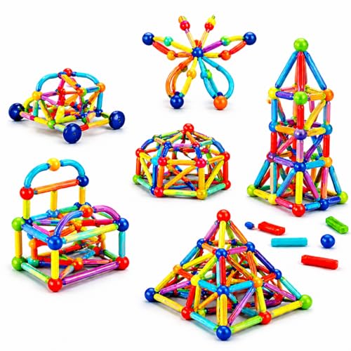 Blocos Magnéticos Infantil 84 Peças Brinquedo Educativo Construção STEM 3D