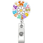 Cute Sunflower Badge Reel, Always Be Kind Badge Reels Retractable, Cute Flower Badge Clip, Acrylic Retractable Badge Holder with Alligator Clip, Funny ID Card Holder for Nurse, Doctor, Office Worker
