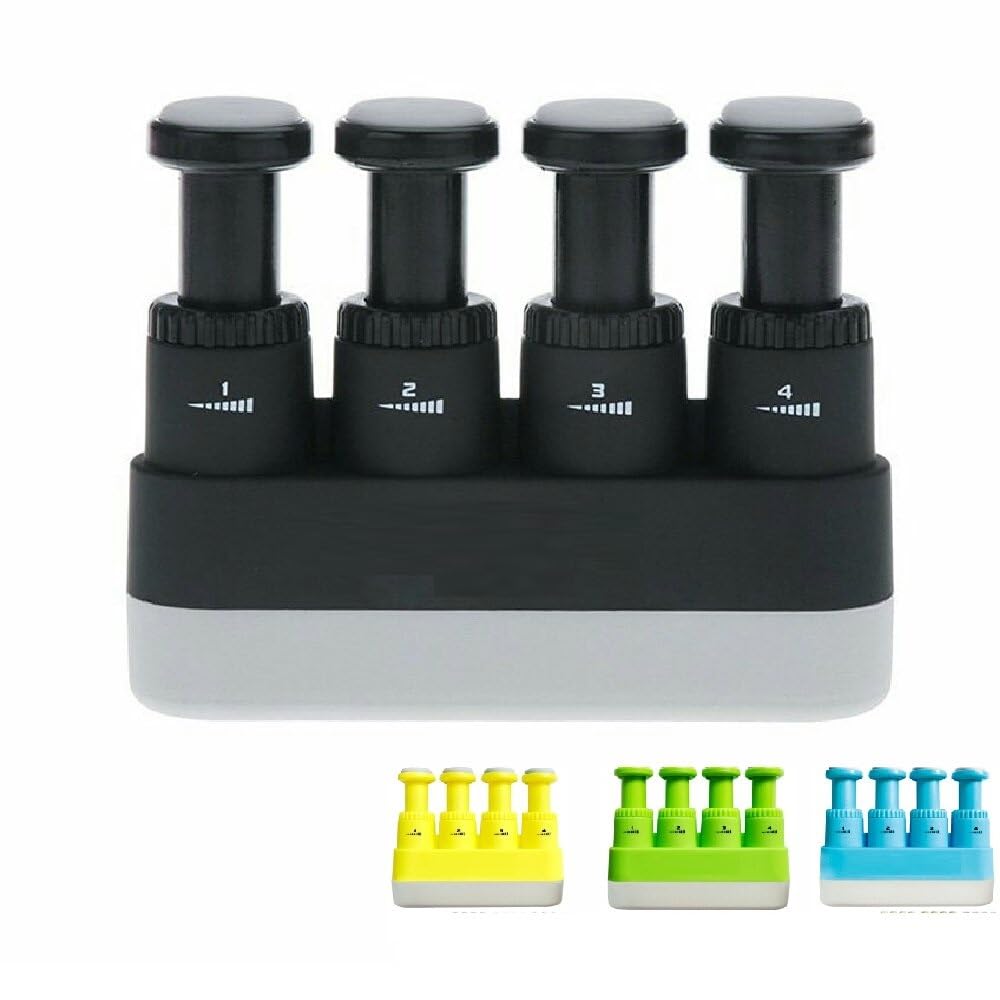 DELLING ハンドトレーナー ハンドグリップ フィンガートレーナー 1.8~3.2KG 各指調節可能 ピアノ ギター ベース 弦楽器 ギター 練習 指 筋トレ グッズ 軽量 携帯型 握力 トレーニング (ブラック) の商品画像