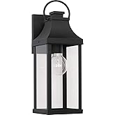 Capital Lighting 946411BK Bradford Clear Glass Outdoor Wall Lantern, 1-Light 100 Watt, 17" H x 6" W, Black