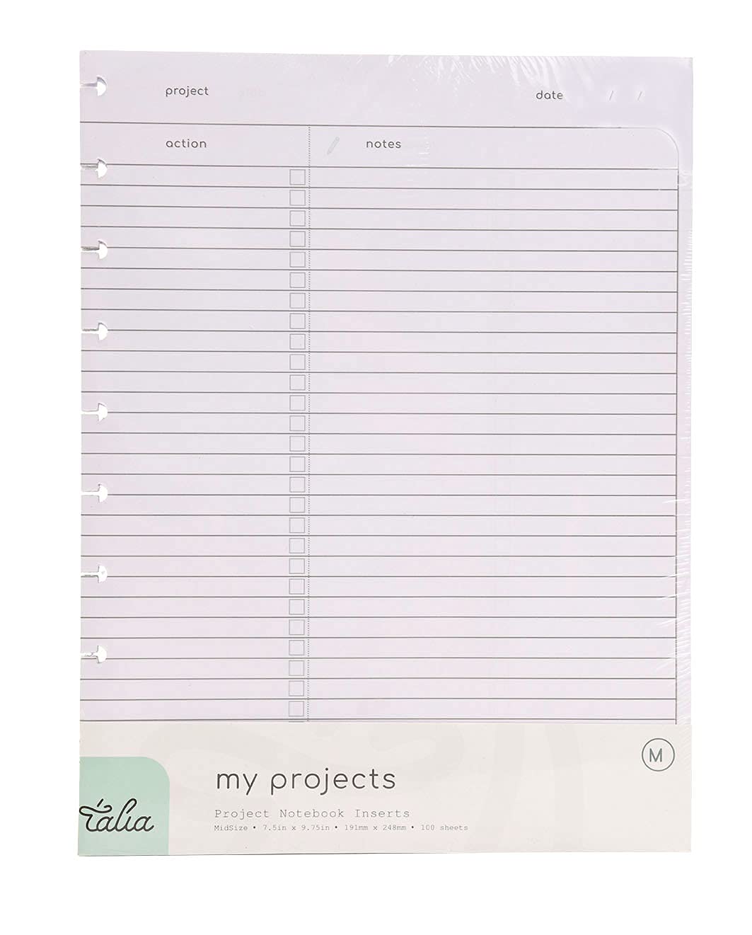 Talia Discbound Notebook Refills (Project Layout, Midsize (7.5in x 9.75in))