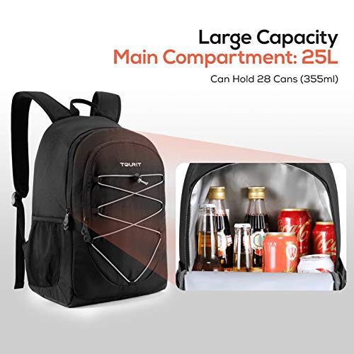 TOURIT Cool Backpack Cool Bag 25 Litres Men's Thermal Backpack Women's Backpack Waterproof Lightweight for Picnics, Camping, Hiking, 28 Cans
