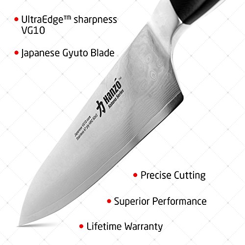 Hanzo Chef Knife Professional Knives 8 inch Katana Series Full Length VG10 Japanese Steel