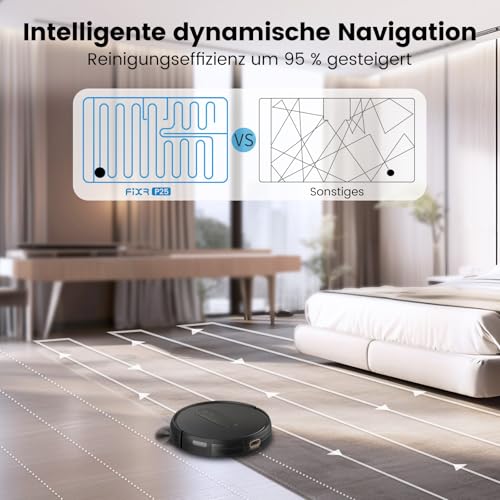 FIXR P25 Robot Vacuum Cleaner, Robot Vacuum Cleaner with 4000 Pa Suction Power, Robot Vacuum Cleaner with Charging Station, Robot Vacuum Cleaner without Wiping Function for Carpet, Pet Hair, Hard