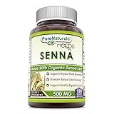 Pure Naturals Organic Senna 500 mg Veggie Capsules- Raw, Vegan, Gluten-Free, Plant-Based Nutrition - Promotes Digestive Health, Detoxification & Overall Well-Being* (120 Count)