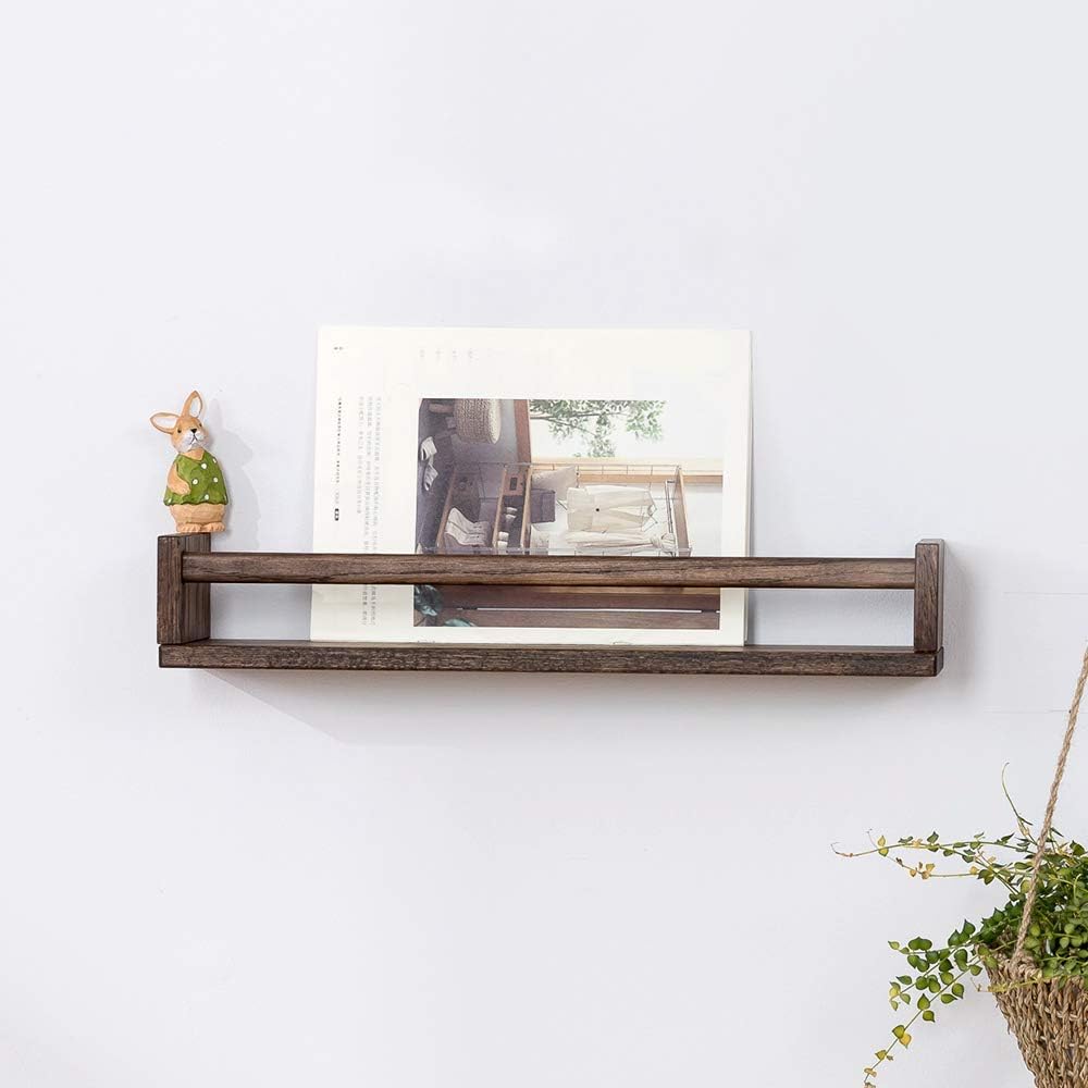 INMAN HOME Solid Walnut Wood Nursery Shelf Decor Baby Wall Shelf Wall Mount Kids Room Bookshelf Kitchen Spice Racks Floating Picture Ledge Display