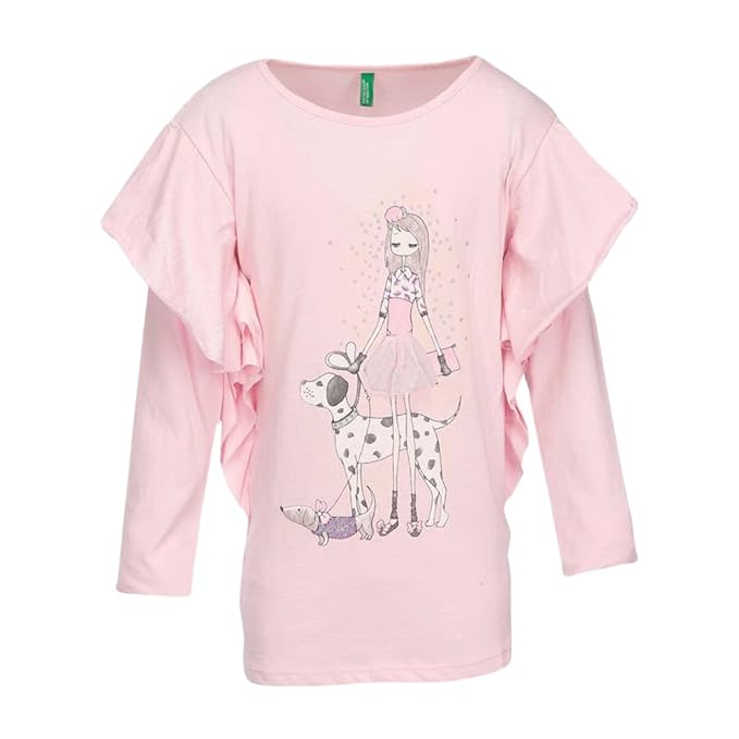 Girls' Plain Regular Fit T-Shirt (17A3094CBUN8I_09H_Pink_M)