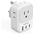 US to UK Plug Adapter, TESSAN Type G Travel Adaptor with 4 Electrical Outlets 3 USB Ports (2 USB C), Ireland Power Adapter for USA to England London Scotland Dubai Singapore Qatar Kenya British