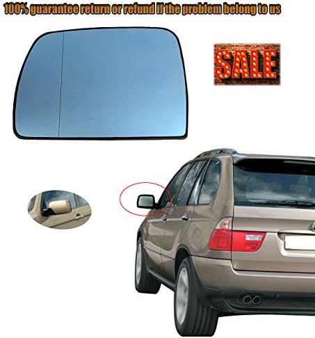 Left Heated Door Mirror Blue Glass and Backing Plate For BMW X5 E53 (2000-2006) SUV For Land Rover Range Rover MK III (2002-2004) SUV