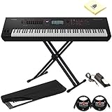 Yamaha MONTAGE8 88 Key Flagship Music Synthesizer Bundle with FSX Action and Motion Controls with X-Style Keyboard Stand,Sustain Pedal,Keyboard Cover, 2 MIDI Cables and Synthesizer Cloth in Black