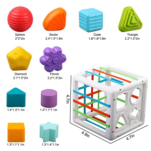 Baby Sensory Shape Sorter Blocks Toy Activity Cube Bins Montessori
