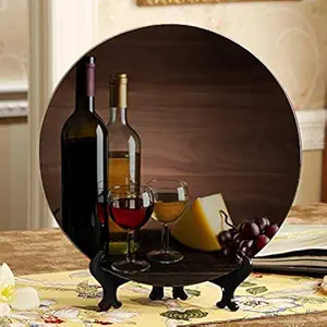 MBVFD Bottle Wine and Grape On Table Plates Ceramic Decorative Plates with Stand Home Wobble-Plate with Display Stand Decoration Household Custom Ceramic Plate
