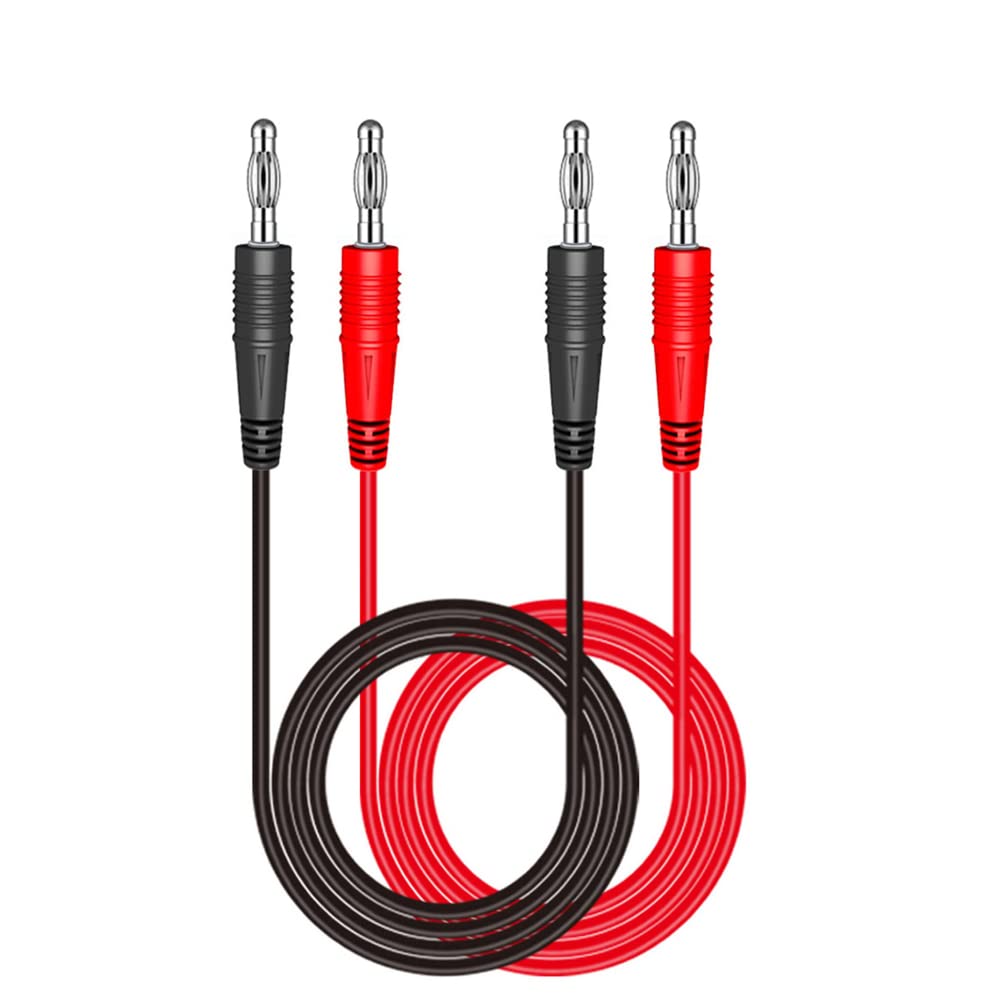DollaTek 2Pcs P1041 4mm banana plug to banana plug multimeter test cable electronic test leads extension - Red + Black