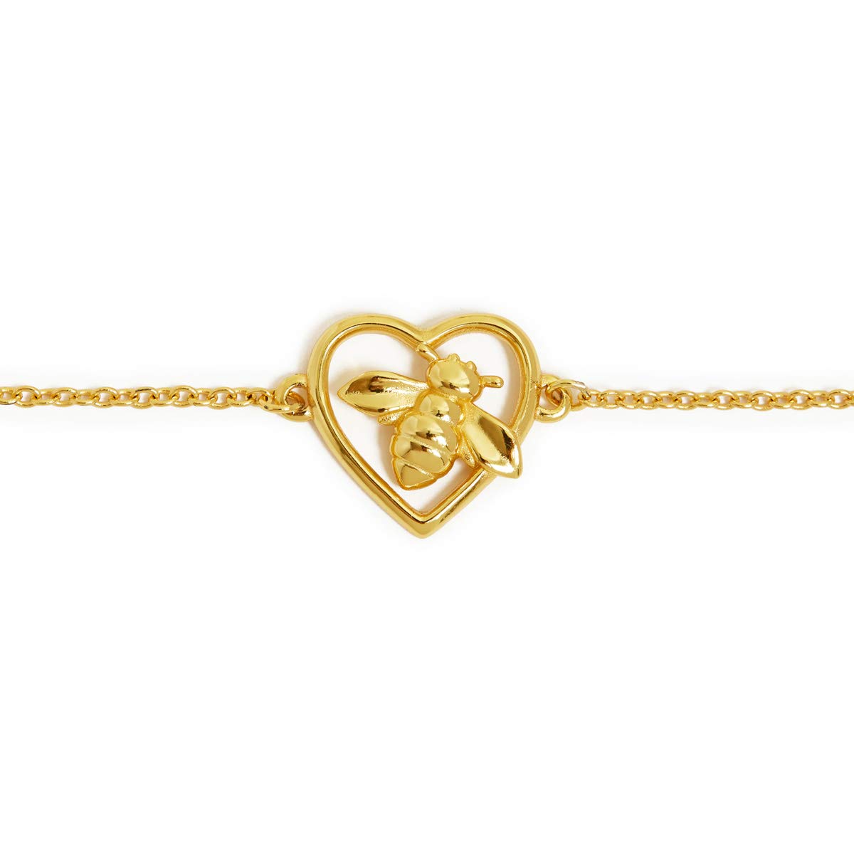 Annie Oak Womens 925 Silver 18K Gold Bee Heart Bracelet