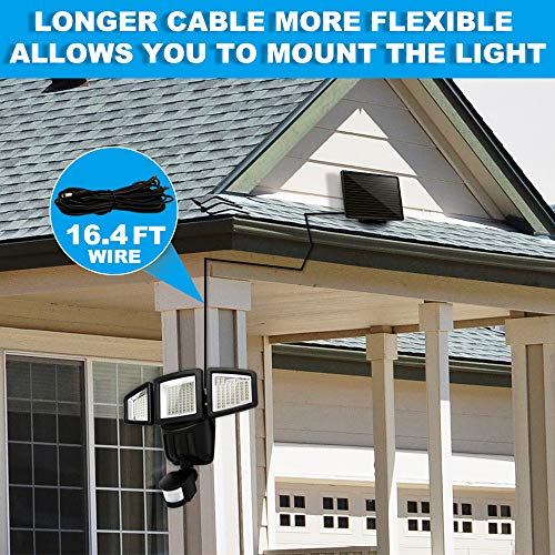 Solar Lights Outdoor, Costech Ultra Bright 182 LED Solar Motion Sensor Lights; Wide Lighting Angle Area, Waterproof Outdoor Security Lighting for Patio, Yard, Garden, Driveway - Black - Thumbnail 6