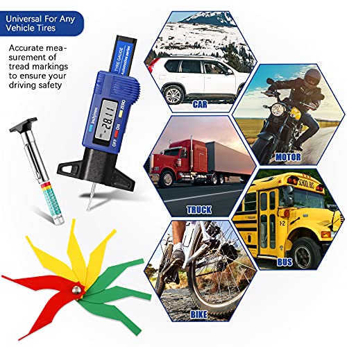 3 Pieces Tire Tread Depth Gauge Tool Digital Tire Tread Depth Gauge