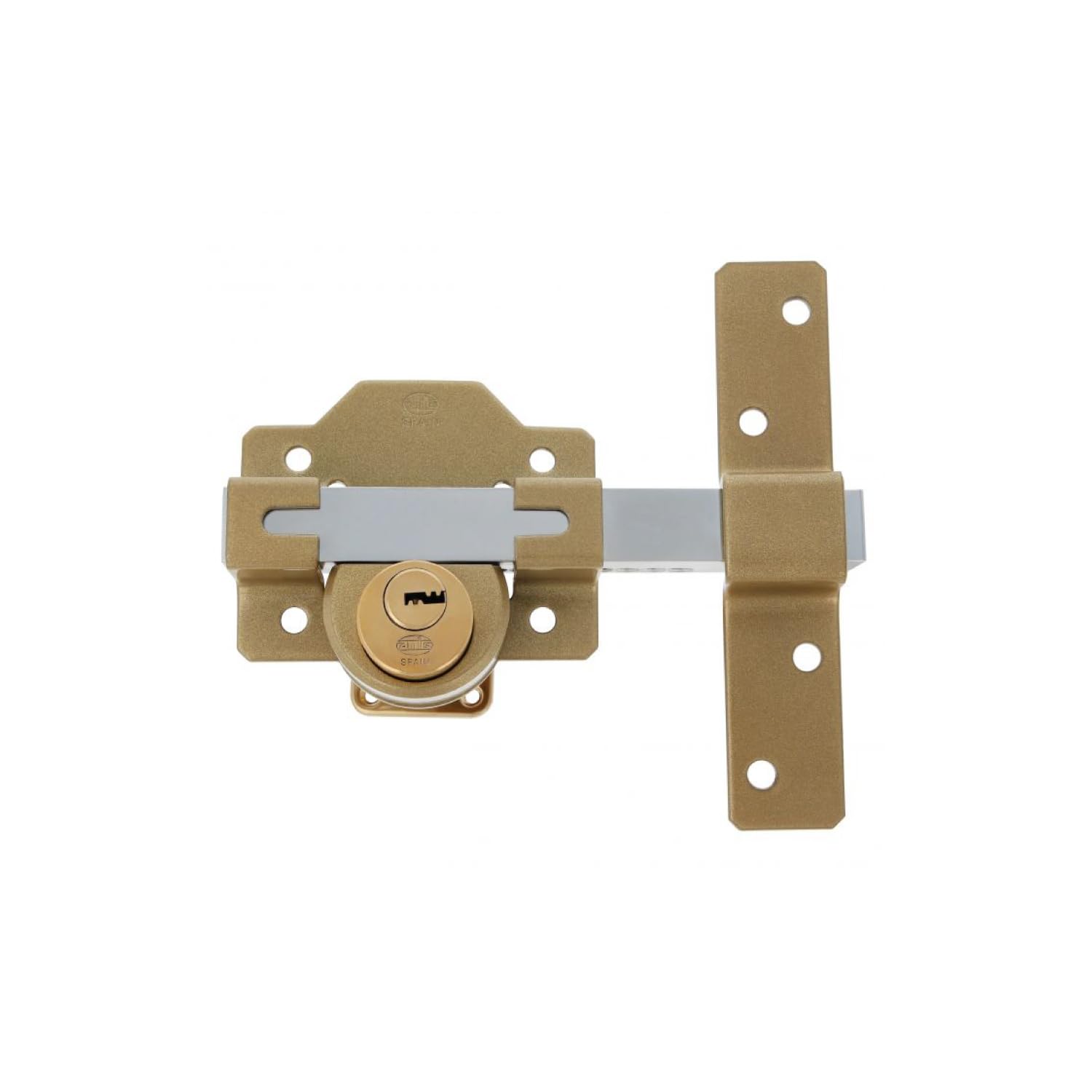 Amig - Overlay Lock with Round Cylinder Interior and Exterior Mod. 40-88 x 153 mm - Security Lock with Key - Includes 5 Point Keys - Martelé Steel
