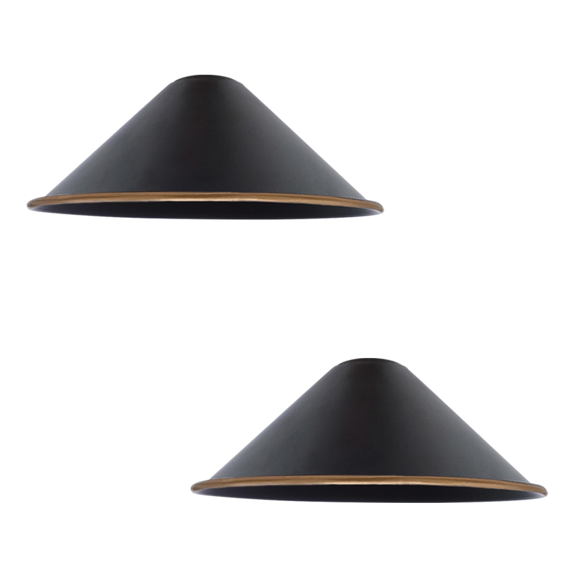 DCVOLTAGE 2 Pack Modern Ceiling Lamp Shade Black Inner Gold Metal Cone Shape Pendant Light E27 Base Hanging Light Fixture for Bedroom Hallway Office Café Restaurant