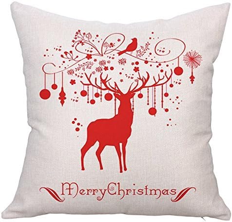 Mooncute Christmas Pillows, Christmas Gift 2018 Happy New Year Merry Christmas Letters Linen Cushion Cover Fabric Pillow Case Cushion Decorative for Couch Sofa Pillowcase 18 x 18 Inch - Pattern 14