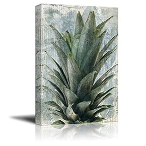 Canvas Print Wall Art - Leaves of a Pineapple on Abstract Background - Gallery Wrap Modern Home Art | Ready to Hang - 12x18 inches