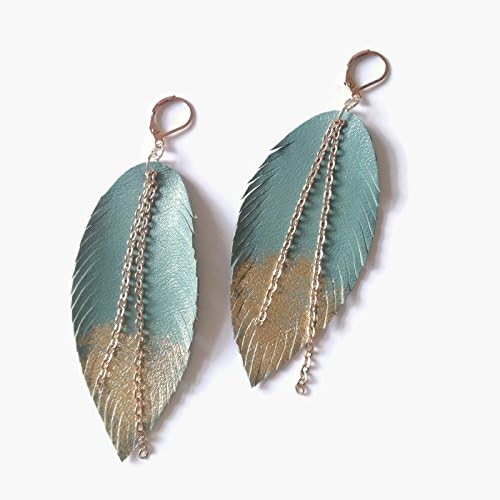 Feather Earrings Dangle earrings Leather earrings
