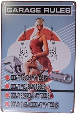 Mechanic Garage Rules Woman Funny Tin Sign Bar Pub Diner Cafe Home Wall Decor Home Decor Art Poster Retro Vintage