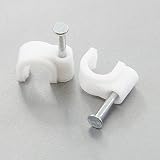 100 Round 5/16 Inches (8 mm) Cable Wire Clips Cable Management Cord Tie Holder Coaxial Nail in Clamps Tacks