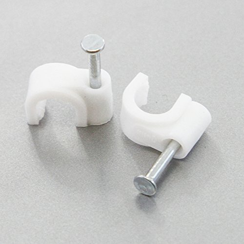 100 Round 5/16 Inches (8 mm) Cable Wire Clips Cable Management Cord Tie Holder Coaxial Nail in Clamps Tacks