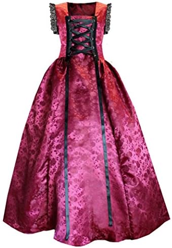 Victorian Valentine Steampunk Gothic Historical Antique Inspired Women's Gown (2X, Burgundy)