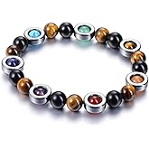 MANIFO Black Obsidian Tiger Eye Crystal Bracelet for Men Healing Crystals Gemstone Bead Bracelets Gifts