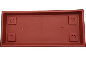 The HC Companies Venetian Rectangular Plant Tray - Lightweight Plastic Plant Saucers - Plant Drip Trays for Indoor & Outdoor Use (23.5”, Clay, Pack of 1)