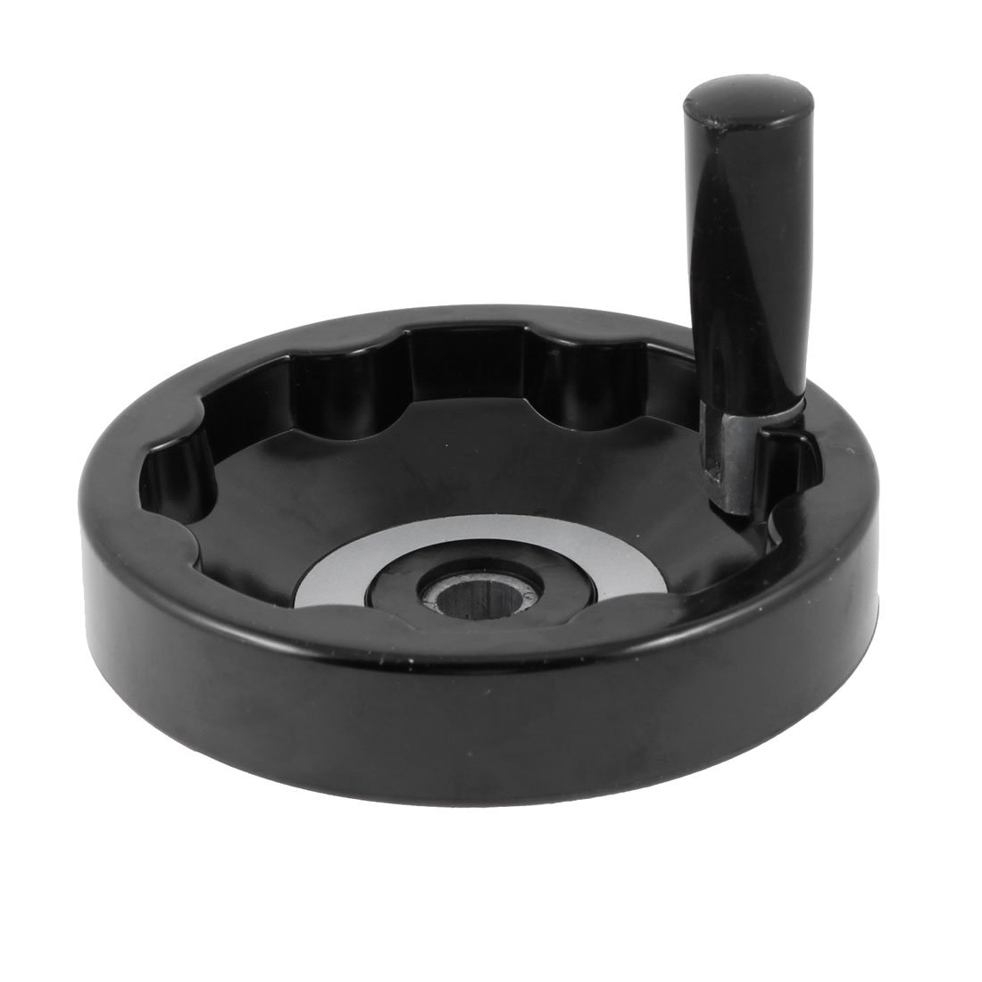 Sourcingmap 16mm x 150mm Inside Ripple Hand Wheel Black w Folding Revolving Handle