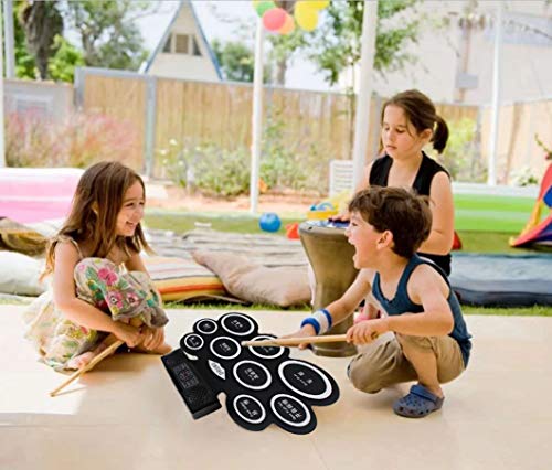 Hand roll Electric Drum Set, 9 Pads Electronic Drum Set with Built-in Speaker and Battery, Headphone Jack, Drum Stick and Foot Pedals. Best educational gift for beginners - Thumbnail 4