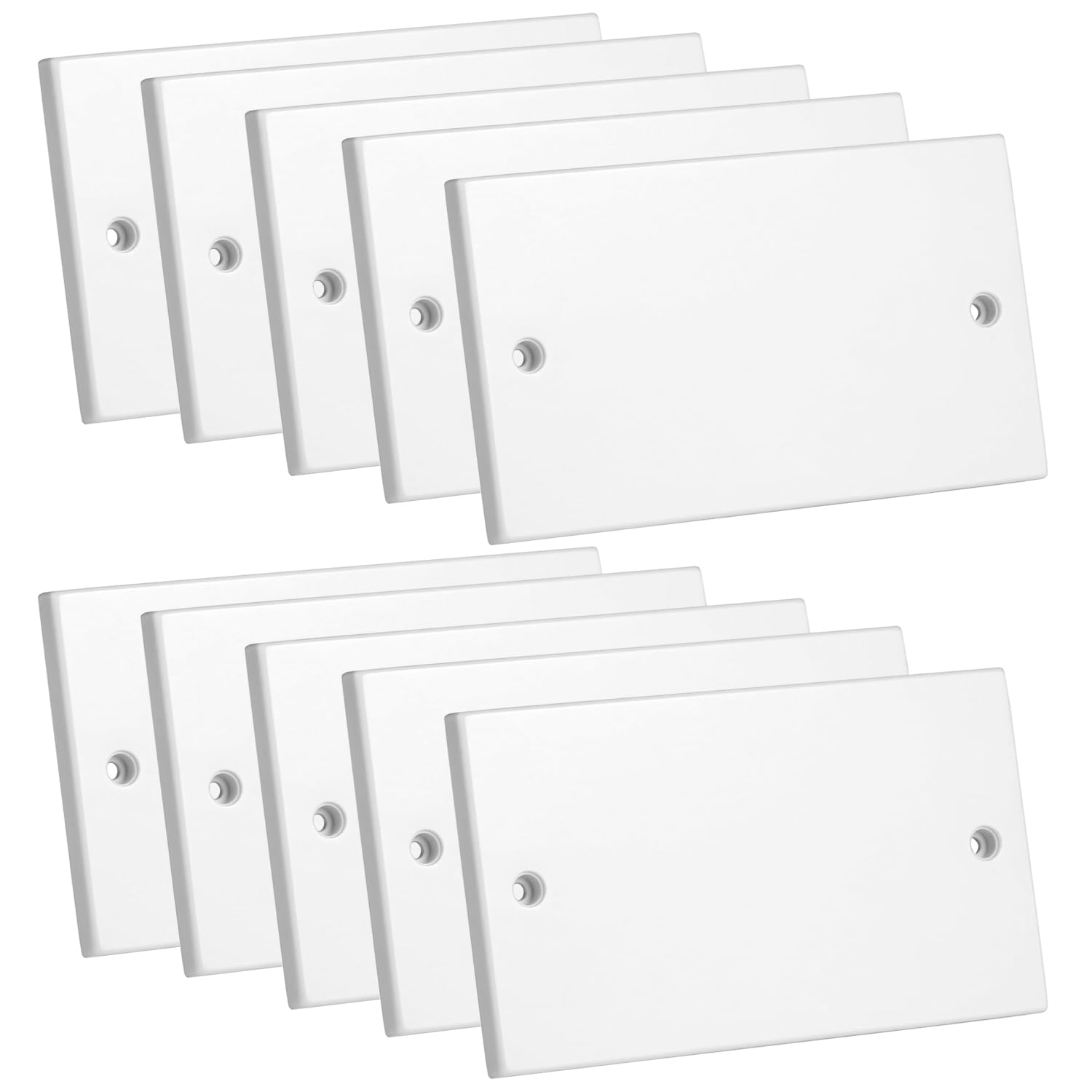 rhinocables Single Socket Cover Plate – White Waterproof Blanking Plate for Plug, UK & Light Switch Boxes | Impact-Resistant Wall Fitting with Screws for Clean Home & Workspace Wiring (Pack of 10)