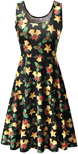 Malist Women's Chrismas Halloween Midi Dress Sleeveless A Line Flared Dress