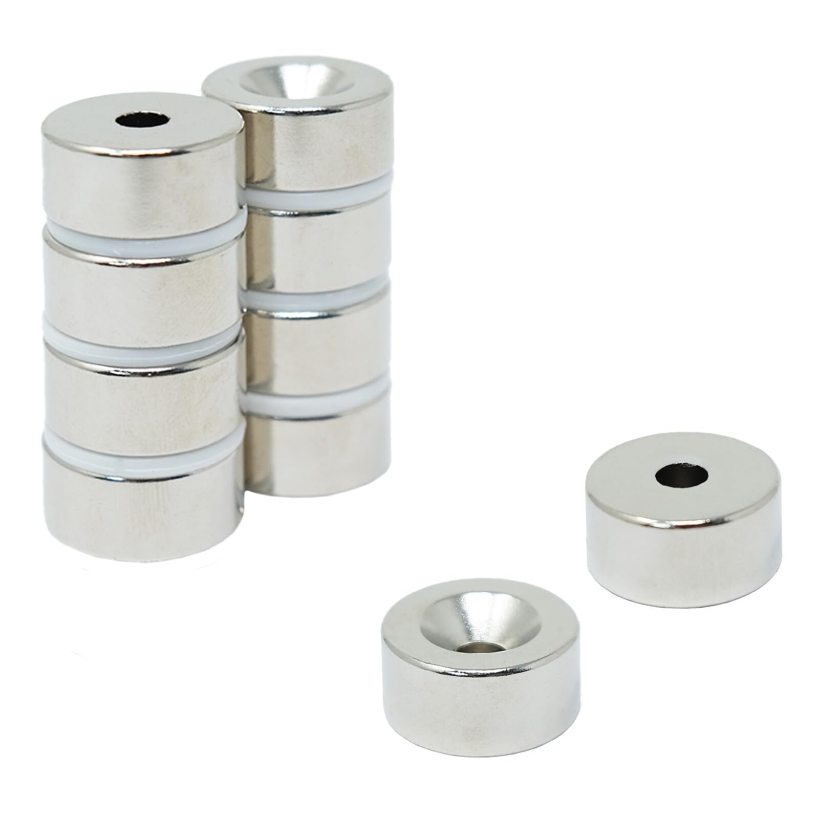 N42 Neodymium Countersunk Magnet for Arts, Crafts, Model Making, DIY, Hobbies, Office and Home - 20mm dia x 10mm thick x 5.2mm c/sink - 11kg Pull - North